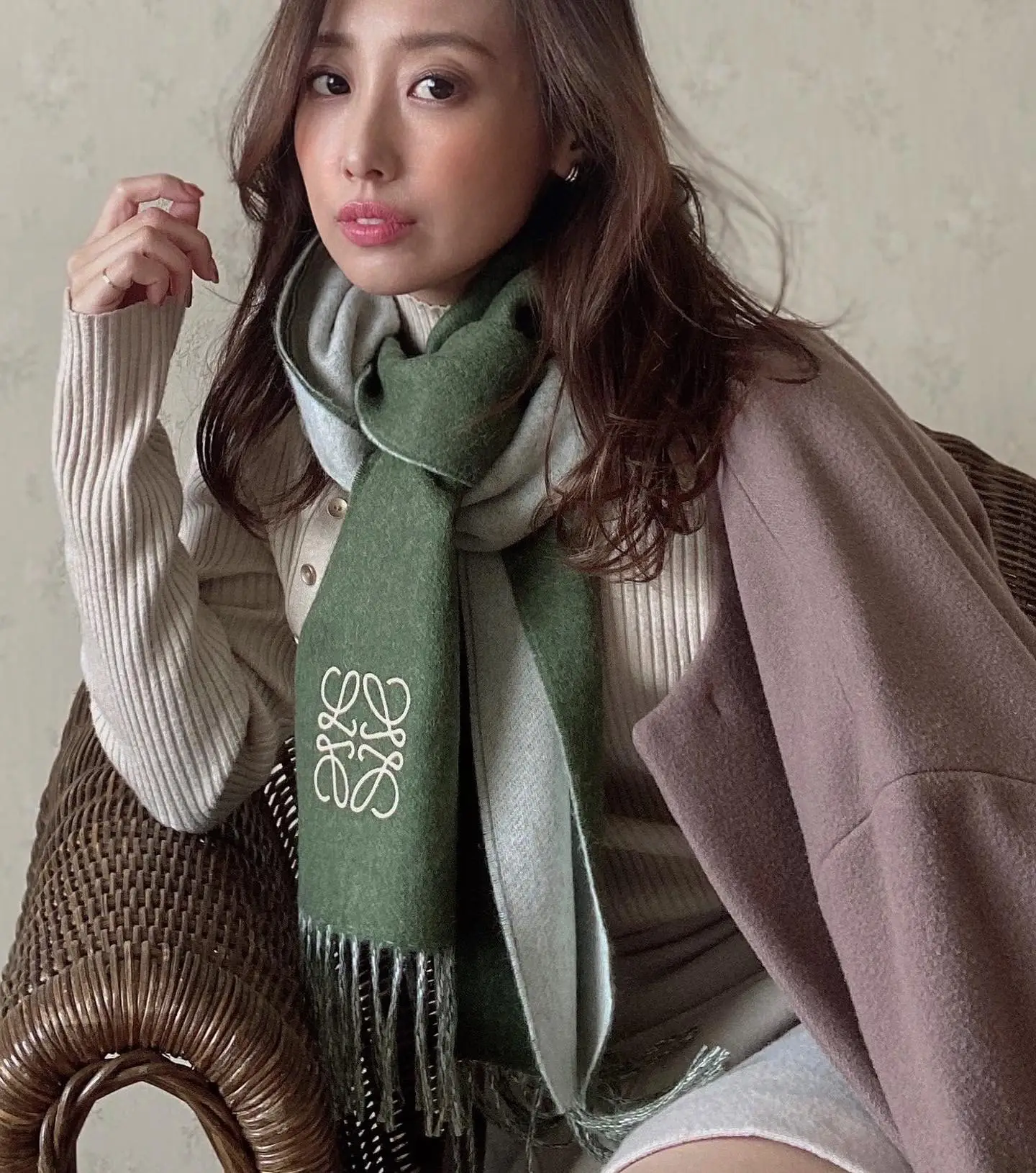 LOEWE バイカラー スカーフ（ウール&カシミヤ） ロエベ LOEWE バイ