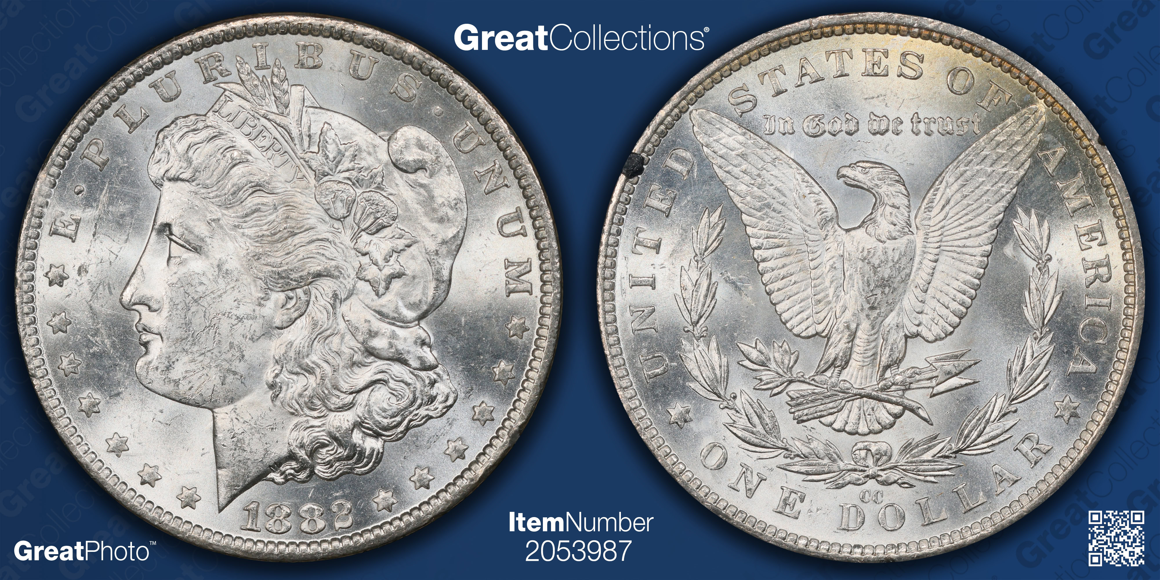 1882-CC Morgan Silver Dollar GSA Hoard NGC MS-62 (GSA Holder