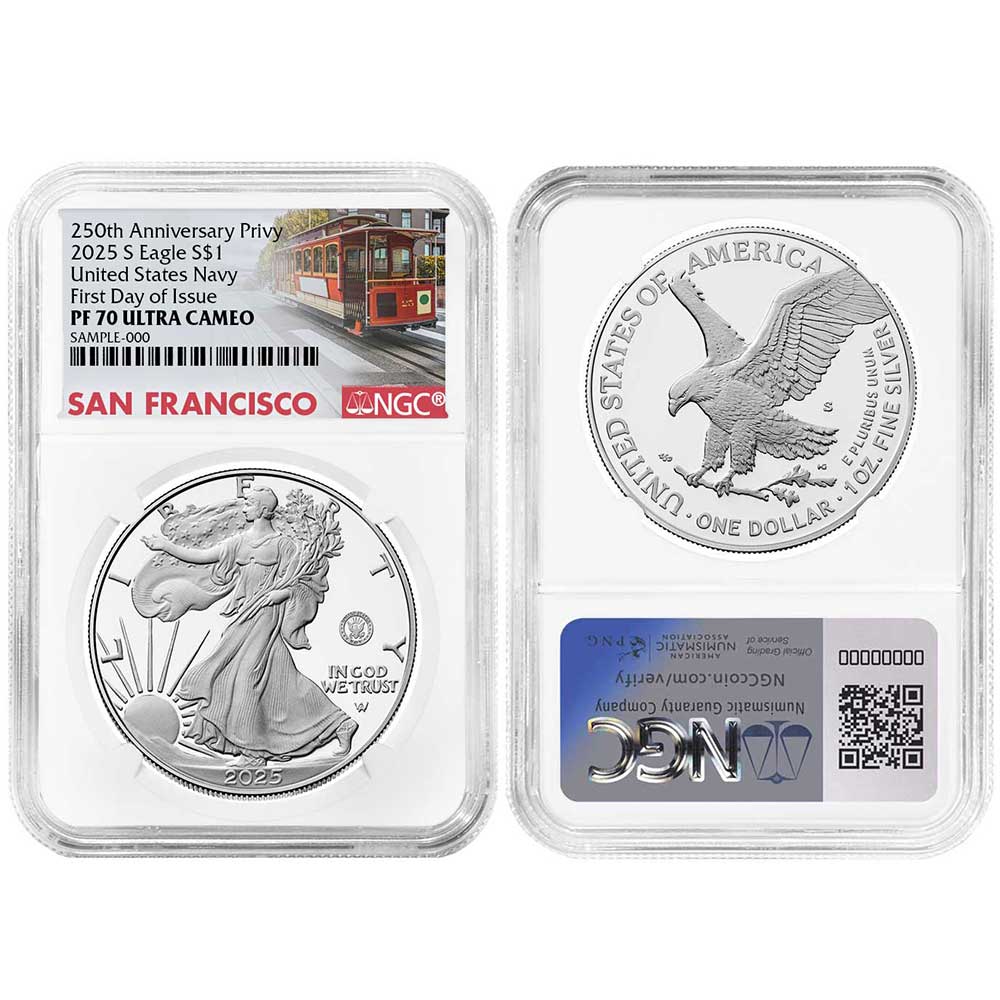 2025-S Proof $1 American Silver Eagle Navy Privy NGC PF70UC FDI