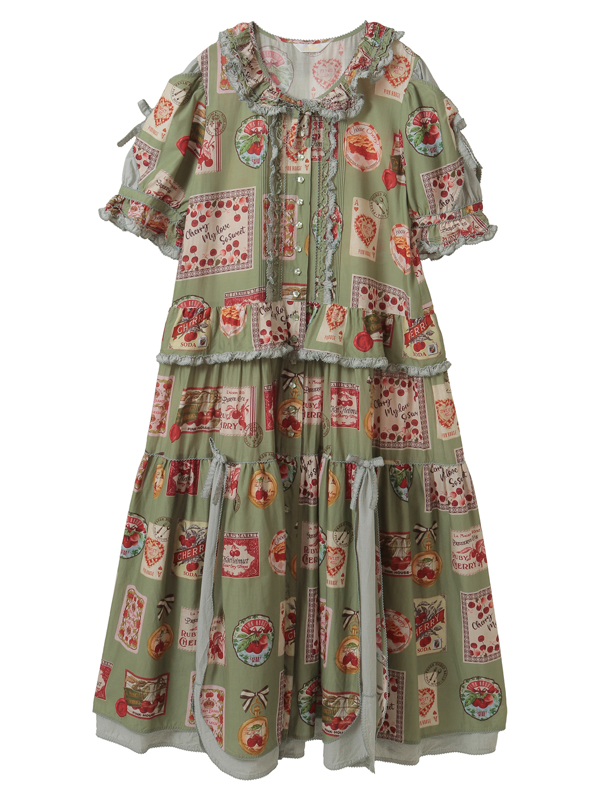 チェリープリントパッチワーク風ワンピース｜ピンクハウスオフィシャル