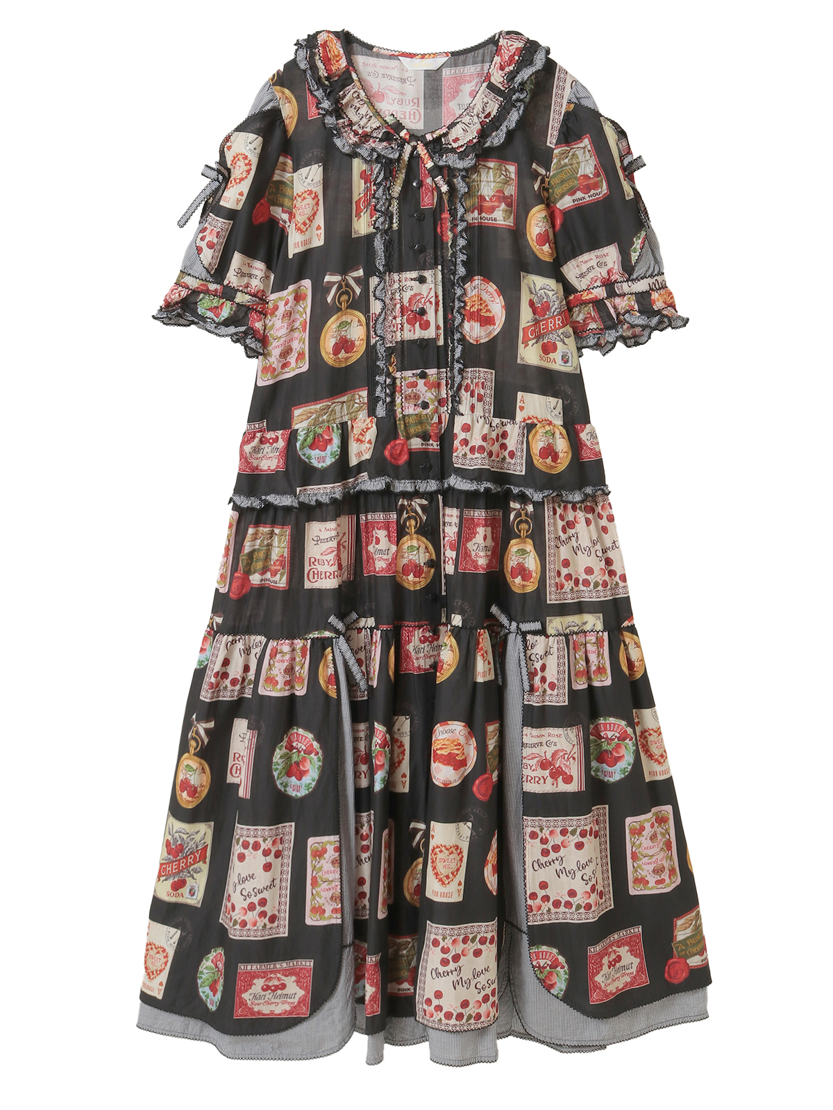 チェリープリントパッチワーク風ワンピース｜ピンクハウスオフィシャル