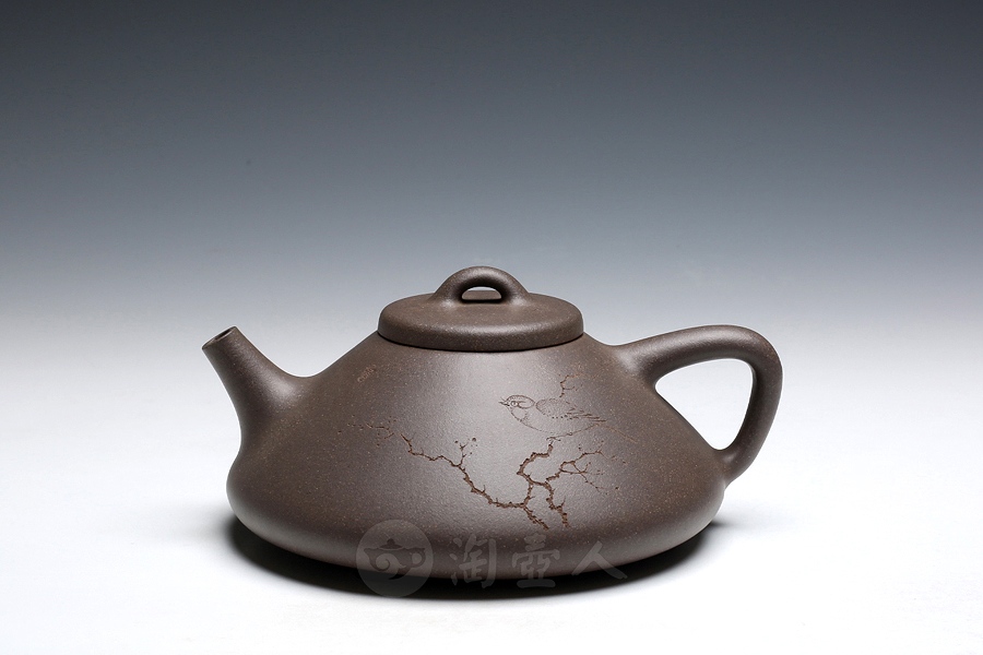 中国古美術・宜興原鉱紫泥底槽清泥石瓢急須・紫砂