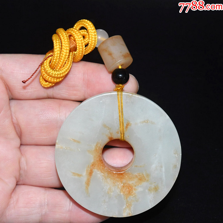 貴重品 本物和田白玉 土沁 明代 透彫り☆福禄双全☆虎鹿紋☆玉佩 根付