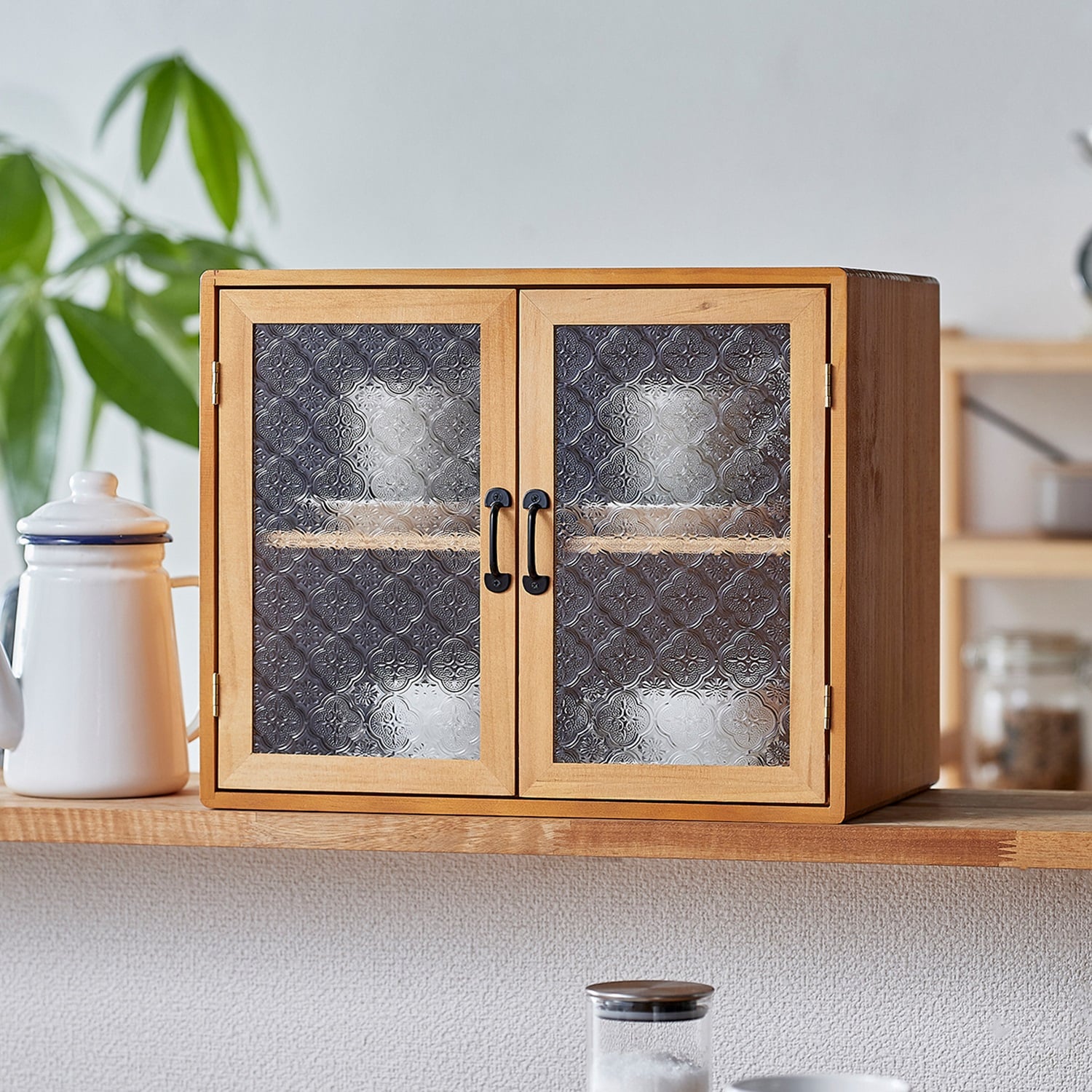 ベルメゾン キャビネット食器棚 上部ガラス戸のみ ベルメゾン