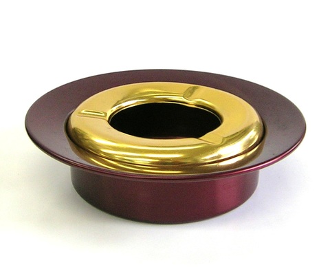 昭和レトロ ホクセイ アルミ高級灰皿【通販/エンジ色/赤・金