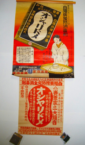 大正 昭和初 戦前 引き札「養蚕 業 福音 専売 特許 オシャリドメ 広告