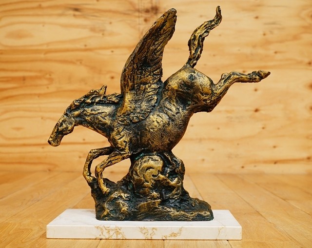 北村西望作 彫刻 春駒 「春風」 ブロンズ像 共箱 アンティーク