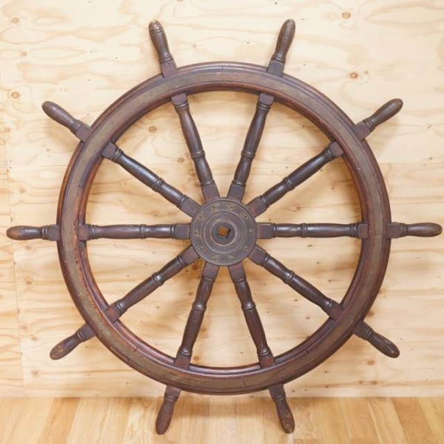 真鍮製 舵輪（船のハンドル）アンティーク風