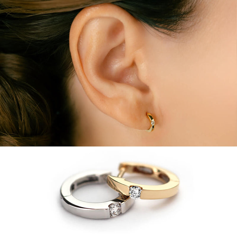 K18 プラチナ ダイヤモンドフープピアス│引っかからない・片耳用