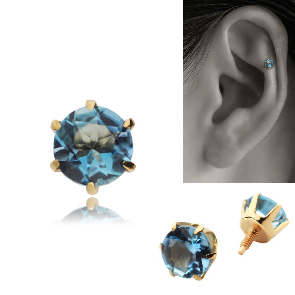 K18 Pt サンタマリア アクアマリン |軟骨ピアス ボディピアス | 16