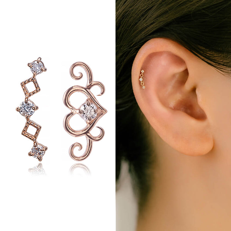 K10PG ダイヤモンド軟骨ピアス・ボディピアスパーツ │可愛い ハート