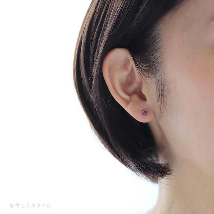 アメジスト/チタンピアス（スタッドピアス）
