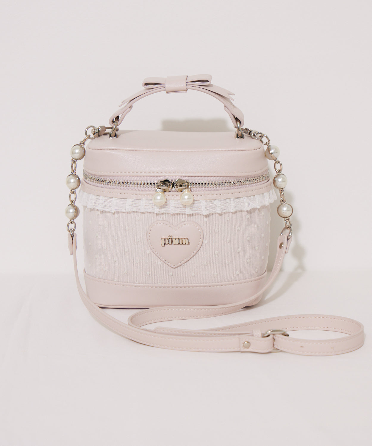 pium ビジューキルティングトートバッグ 白 キルティングリボンバッグ