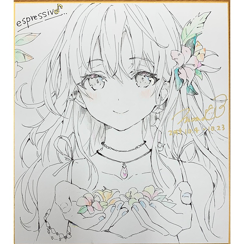 軸中心派 ももこ 直筆サイン入りA3複製原画・ひよりと 軸中心派 ももこ