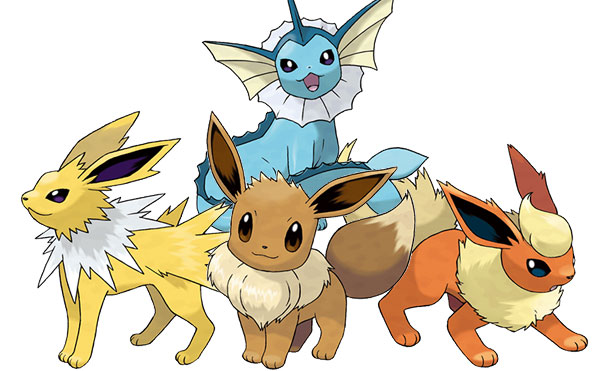 イーブイの進化系“シャワーズ”、“サンダース”、“ブースター”の