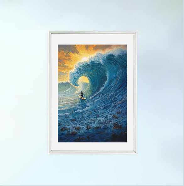 FORNEY サーフィン アクリル原画 ② 風景画 海の絵 サーフィン