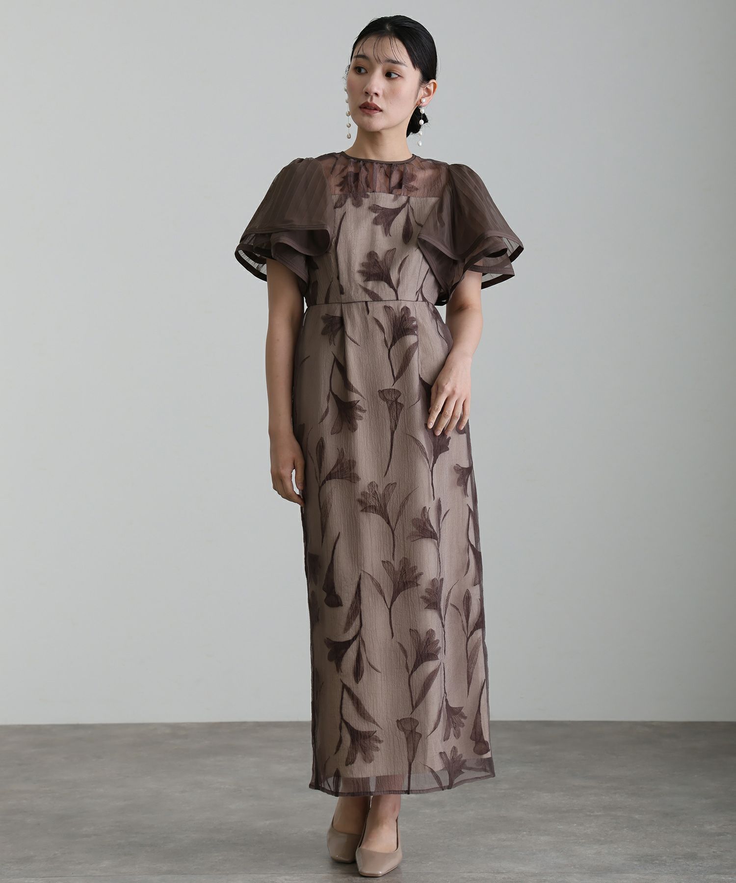 サーキュラースリーブフラワードレス | PourVous（プールヴー