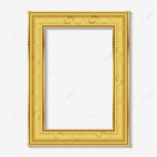 ゴールドの木製額縁イラスト画像とPNGフリー素材透過の無料