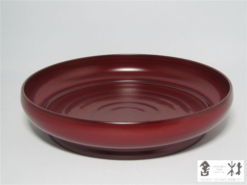 赤木明登作 奥羽椿皿 5寸 赤 156×35mm