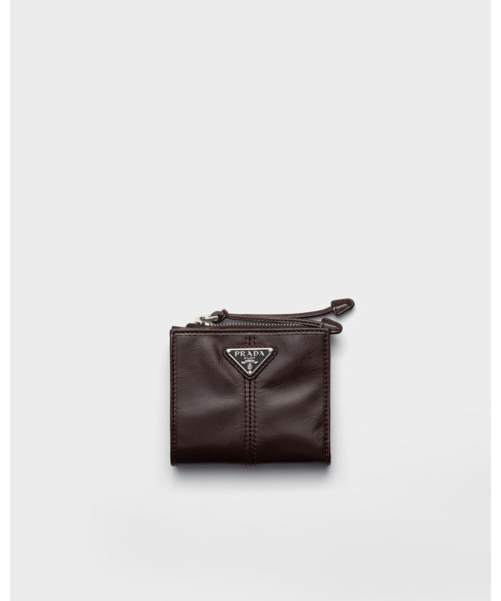 PRADA ハート柄 三つ折り財布 プラダ 財布 黒 赤 ブラック PRADA