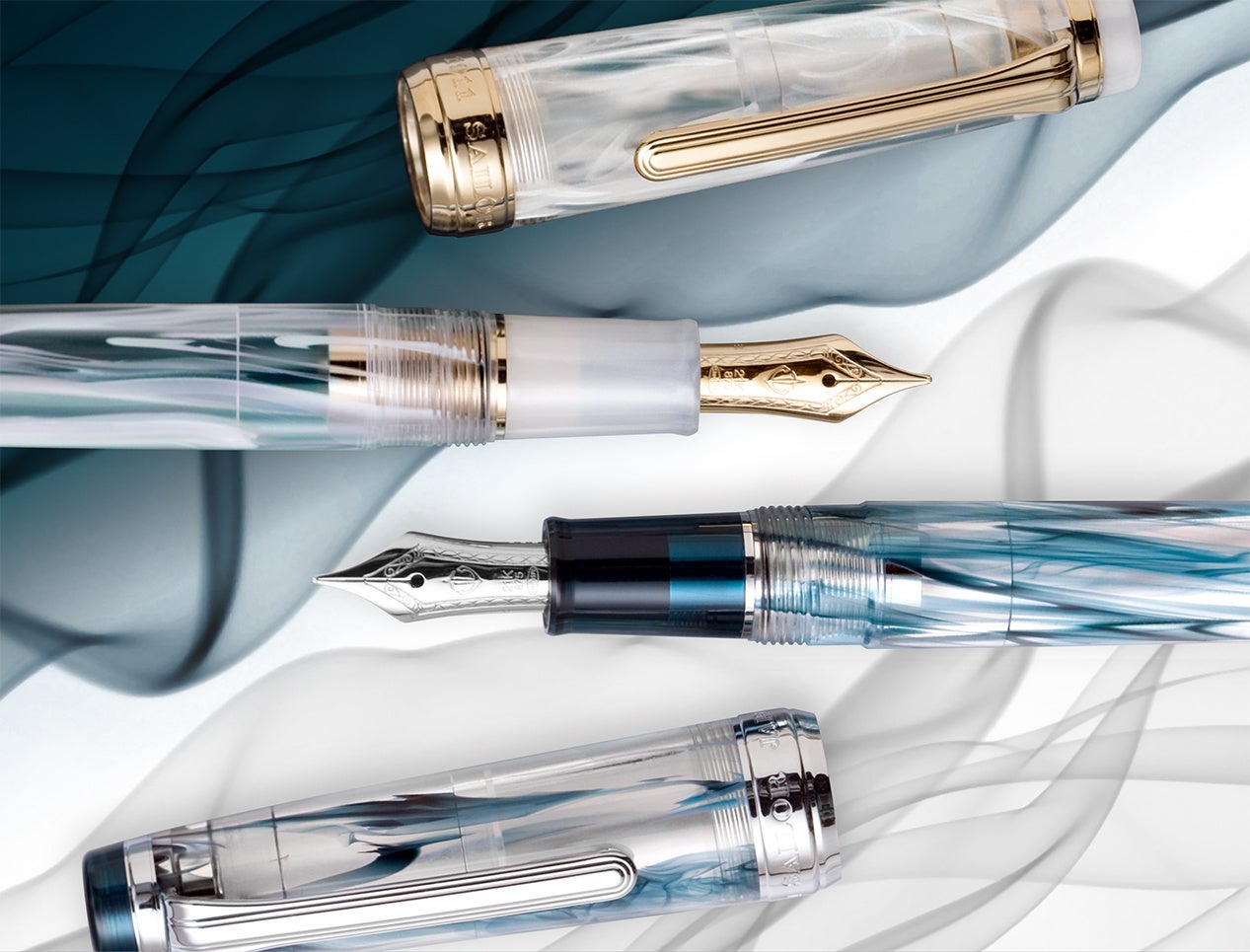 美品 セーラー万年筆 限定生産 ヴェイリオ ブルーグリーン M 中字