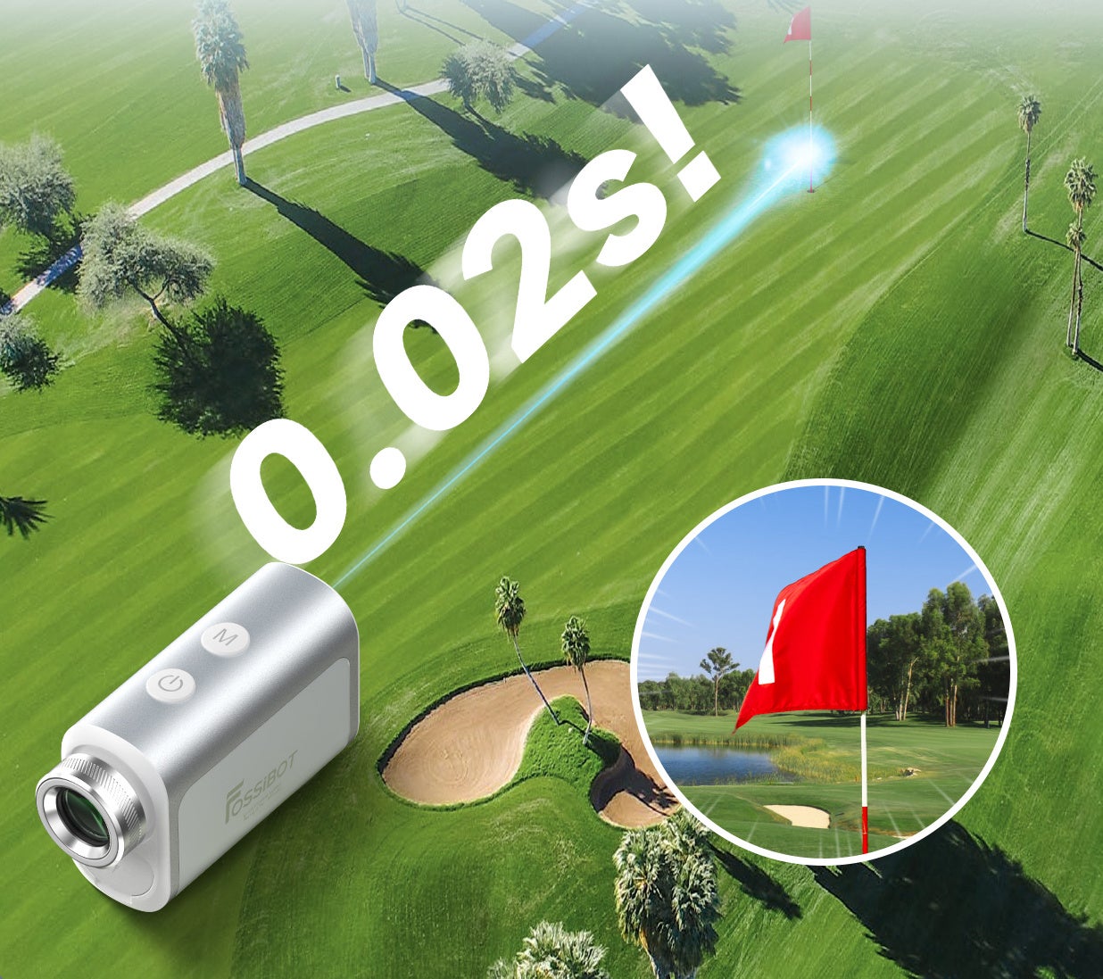 FOSSiBOT 2025年新作】超小型・爆速0.02秒測定！ゴルフ距離計「F1000