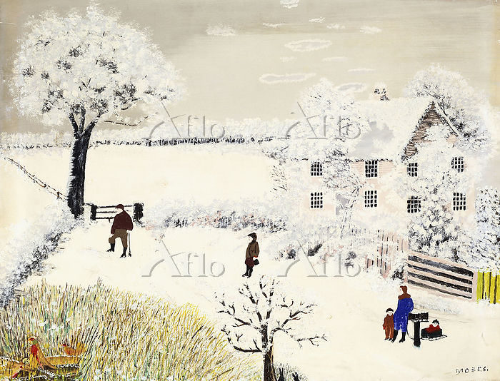 グランマ・モーゼス、『フージック・フォールズ ニューヨーク州 冬