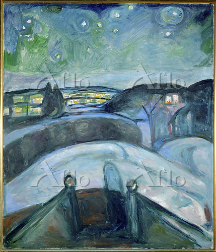 エドヴァルド・ムンク 「星月夜」 複製画 エドヴァルド・ムンク