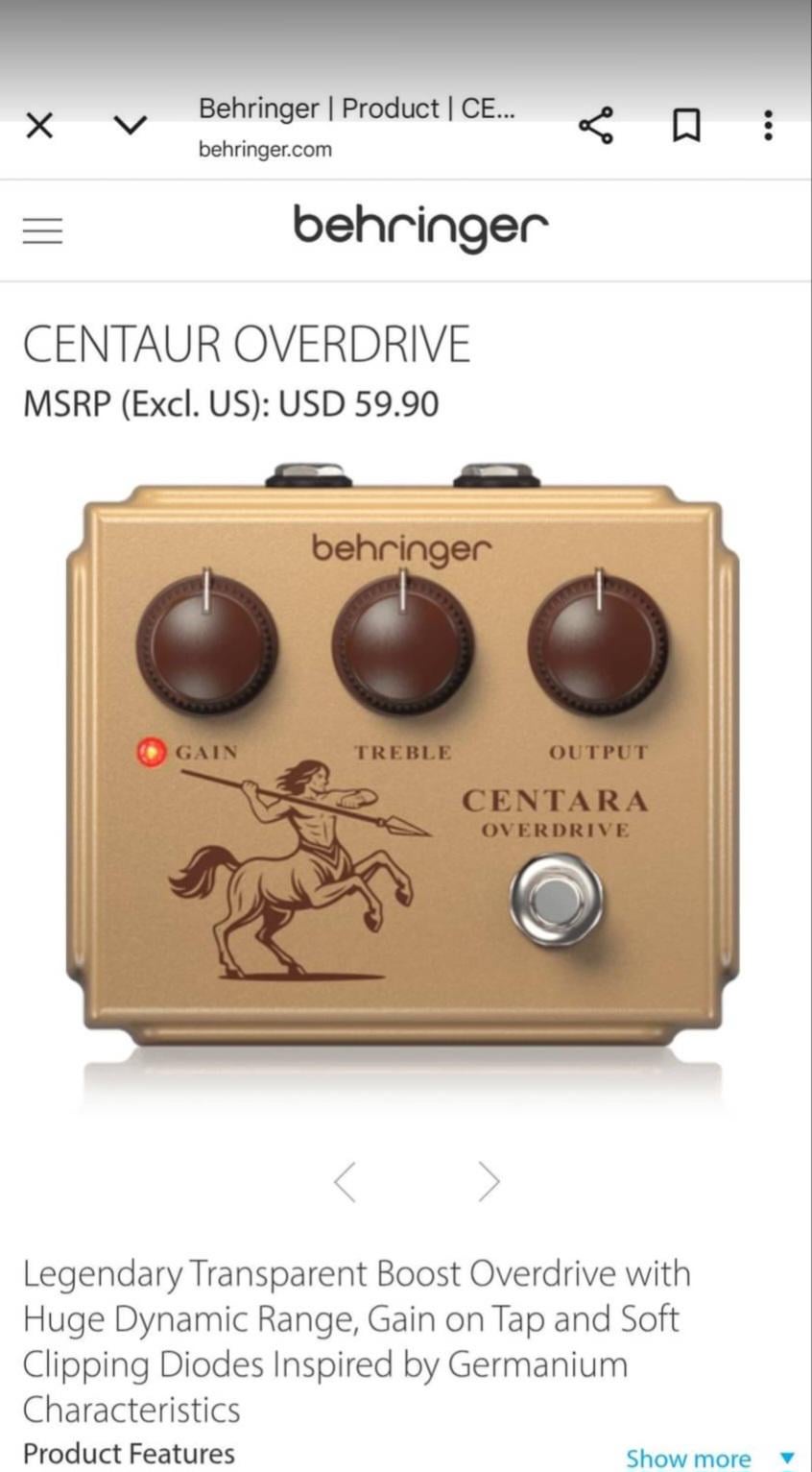 Behringer updated Centaur Overdrive : r/guitarpedals