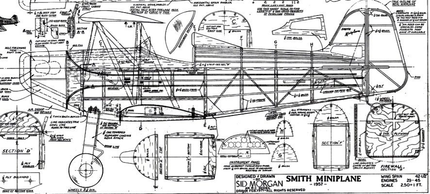Smith Mini Plane (1957) (42.5”) Plan Set - Precision Cut Kits