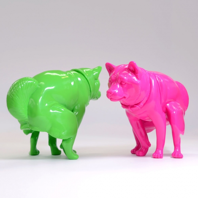 Squatting Dog いきむ犬 PVCフィギュア 柴犬 ピンク Squatting Dog