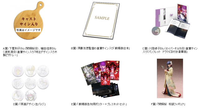 直筆サイン入り限定プレミアムグッズなどが当たる！「劇場版「Fate