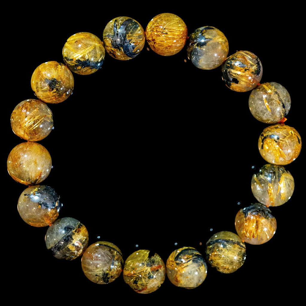 金運強 太陽放射ルチルブレスレット ヘマタイト ルチルクォーツ 44