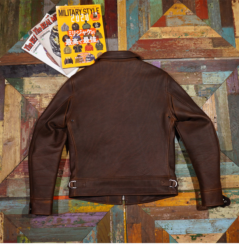 2mm厚Horweenレザー使用☆カウレザーシングルライダース ジャケット