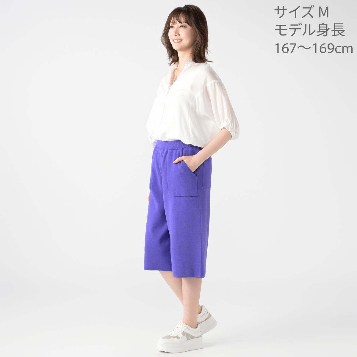 Anne Coquine コアスパンヤーンニットガウチョパンツ アンコキーヌ