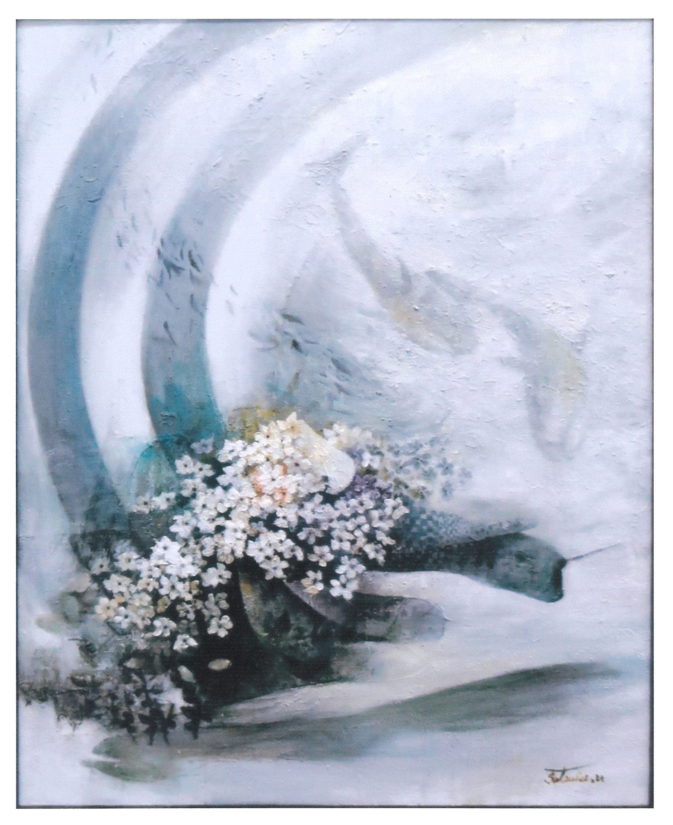 五月の空に想うF100油彩画 五月の空に想うF100