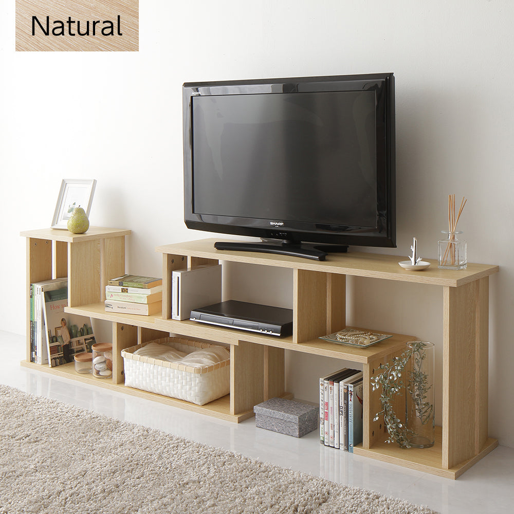 木製スラットデザインのテレビ台 バリ家具 木製スラットデザインの