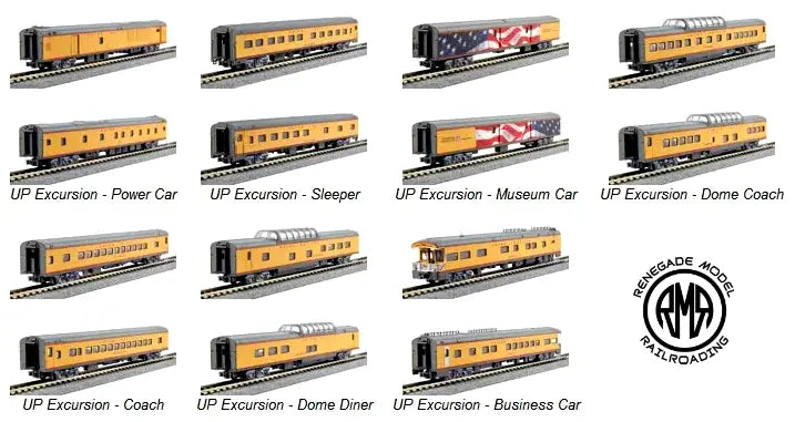 Kato 106-086 N Union Pacific UP Excursion Train 7-Car Set