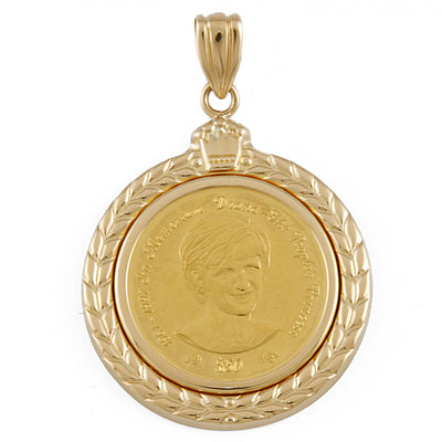 中古】 K24 K18 コインペンダント ダイアナ妃 ローズ 50ドル 1997