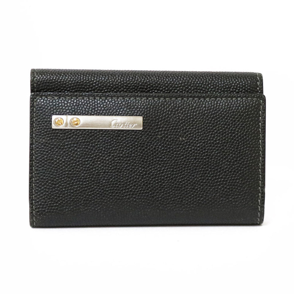 中古】 カルティエ CARTIER キーケース プレゼント レザー ブラック 黒