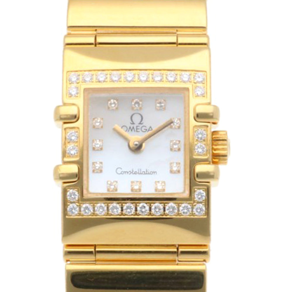 Pinoオメガコンステレーションカレクアドラ文字盤金色K18金クォーツ