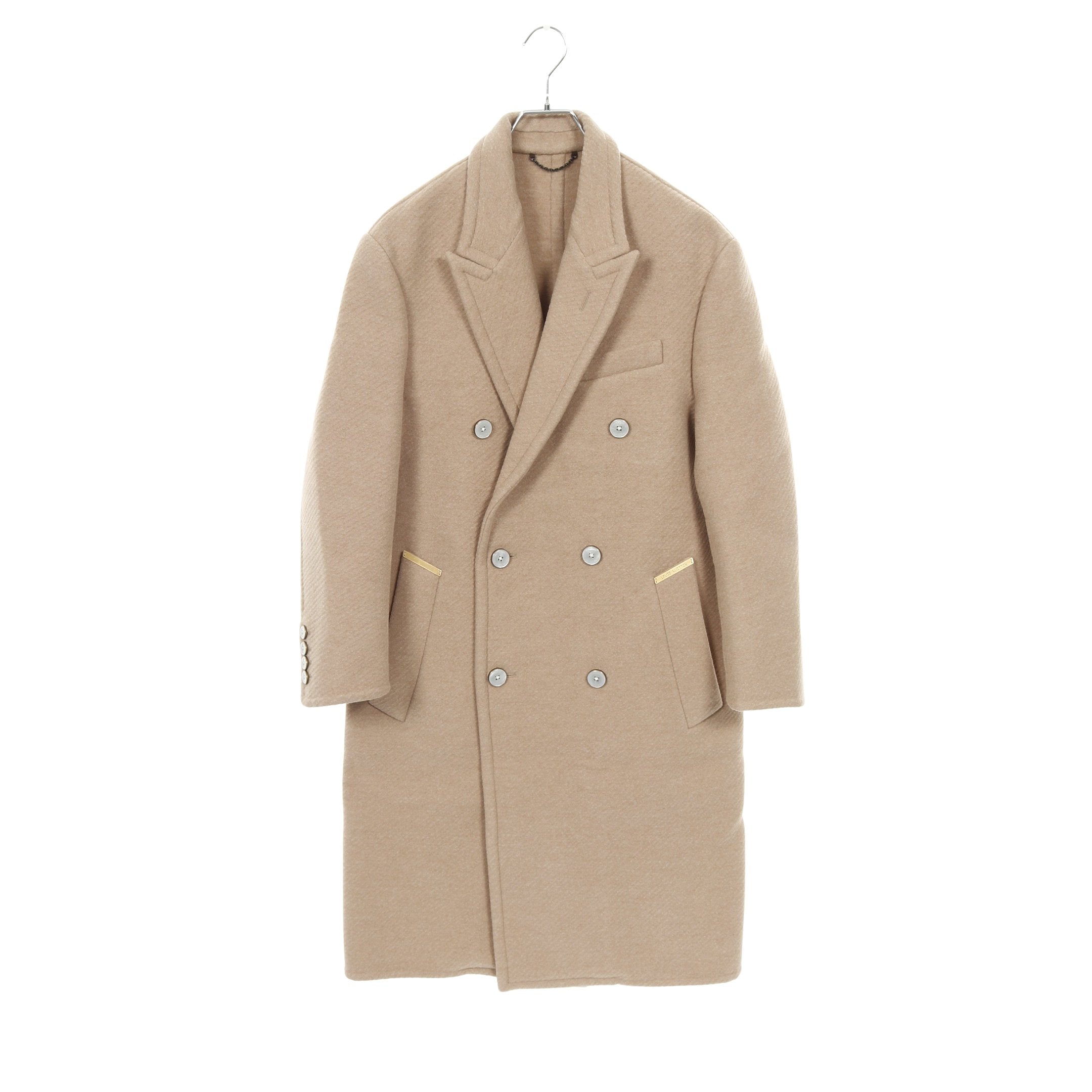 ダブルフェイスシルクアンドウールブレンドダブルブレステッドコート