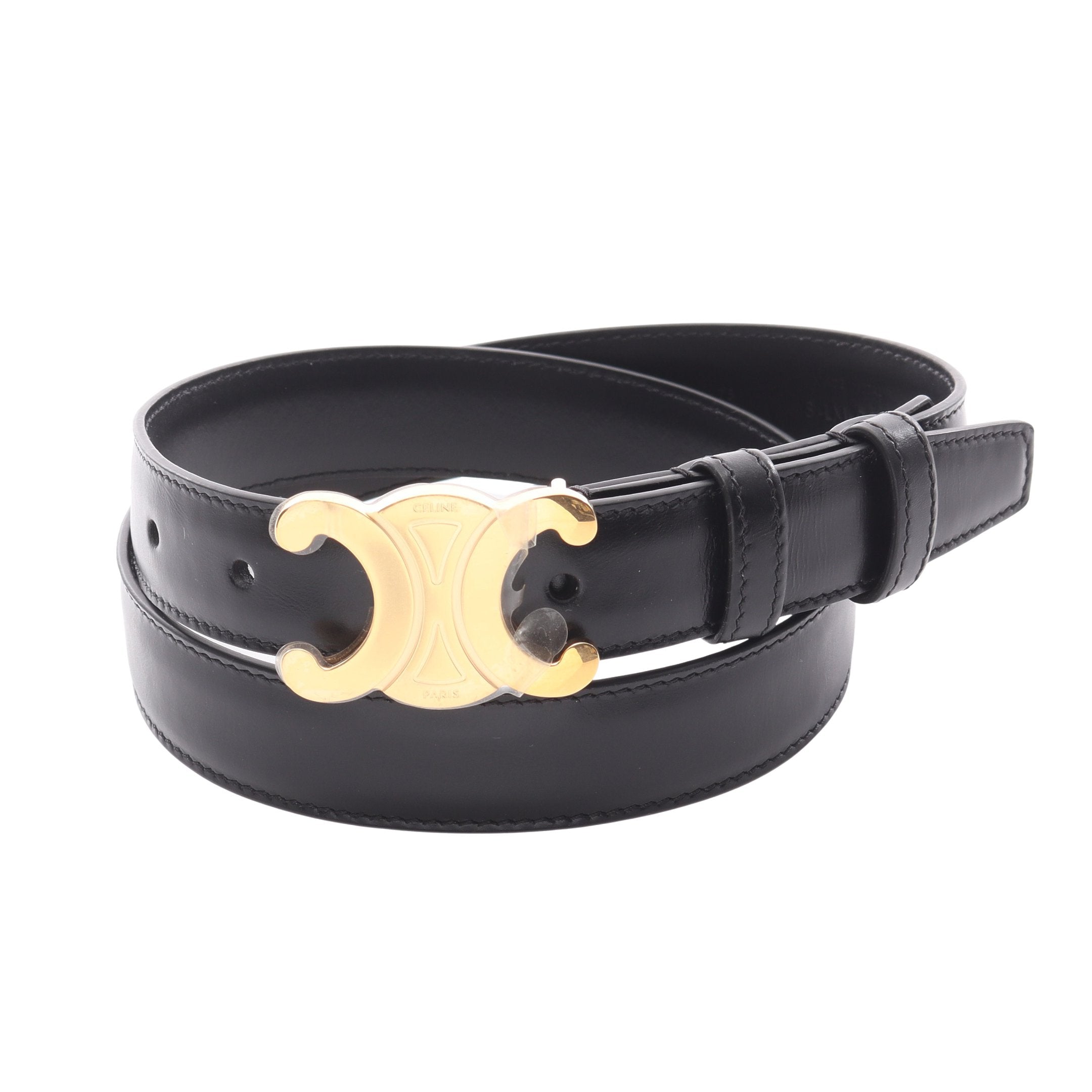 トリオンフ ベルト レザー ブラック ゴールド金具 セリーヌ – RECLO