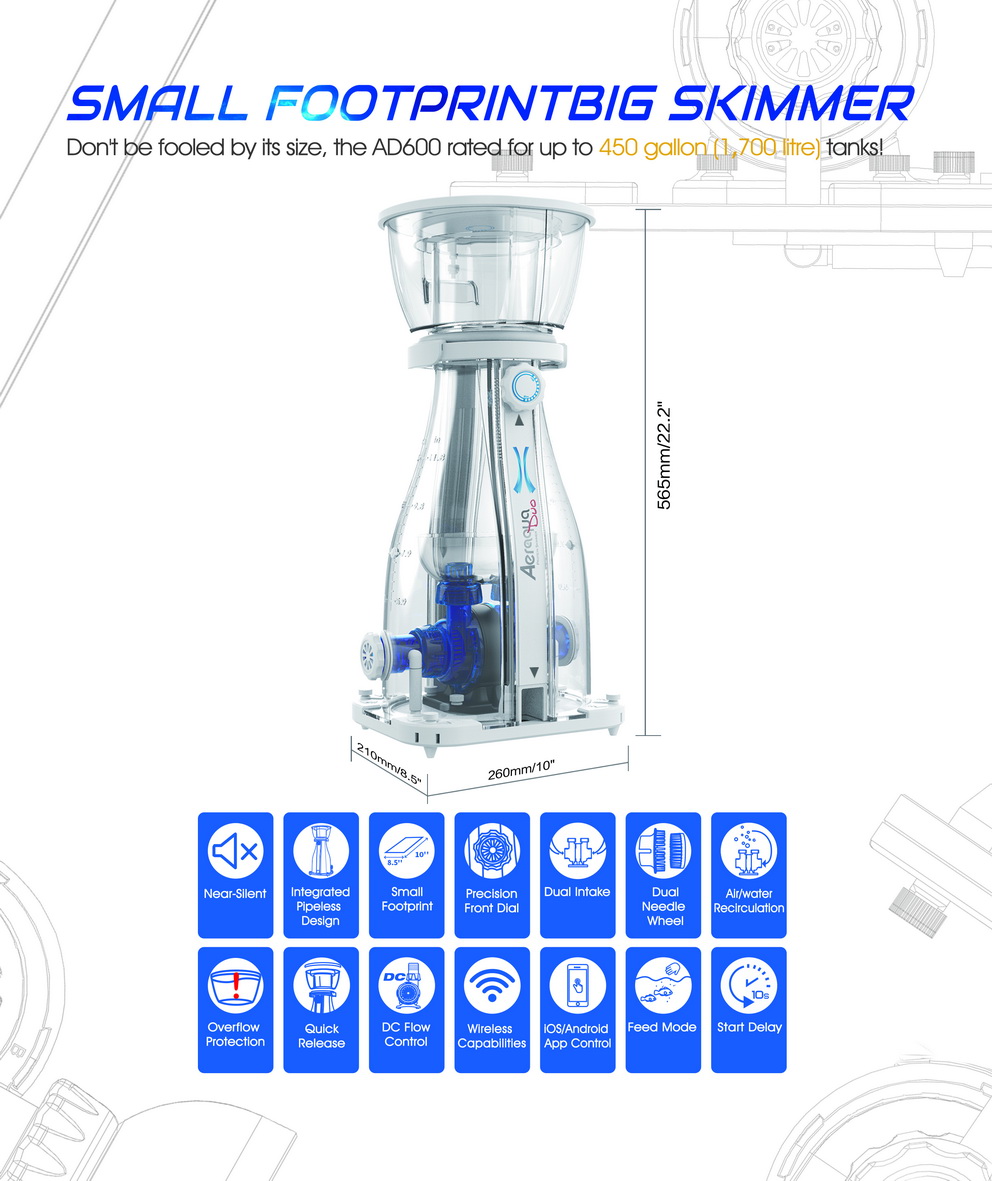 Maxspect Aeraqua Skimmer two AD600 - 400-1700 liter of aquaria