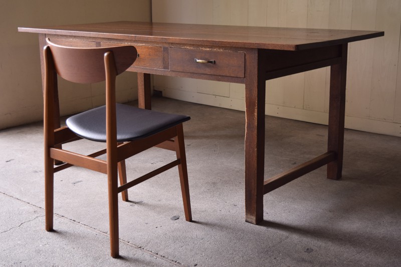 アンティーク 特大 引き出し付 木味の作業台テーブル | REFACTORY antiques