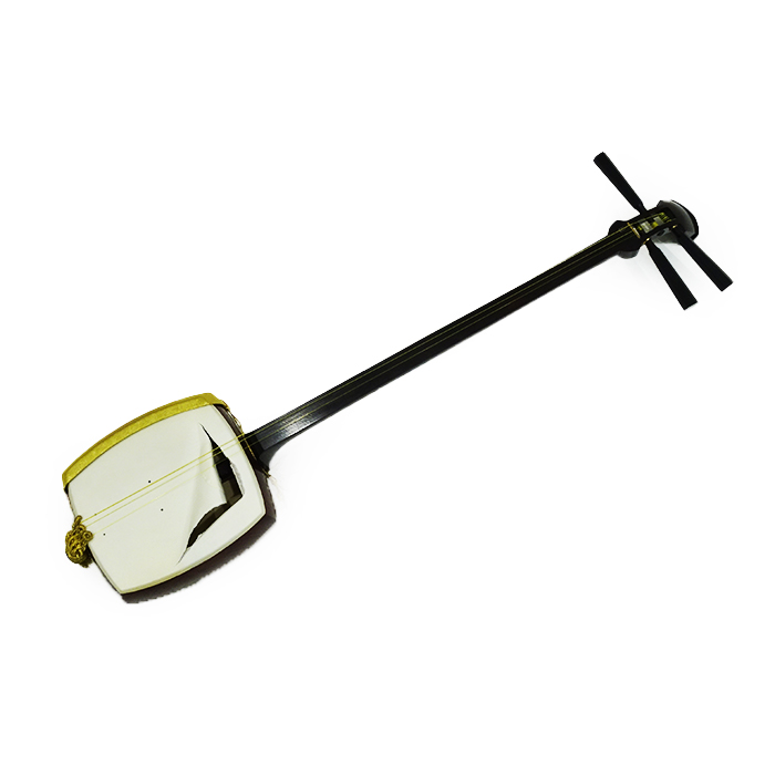 三味線 虎トチ入り紅木 中棹 金細 2枚溝 犬皮 子持ち綾