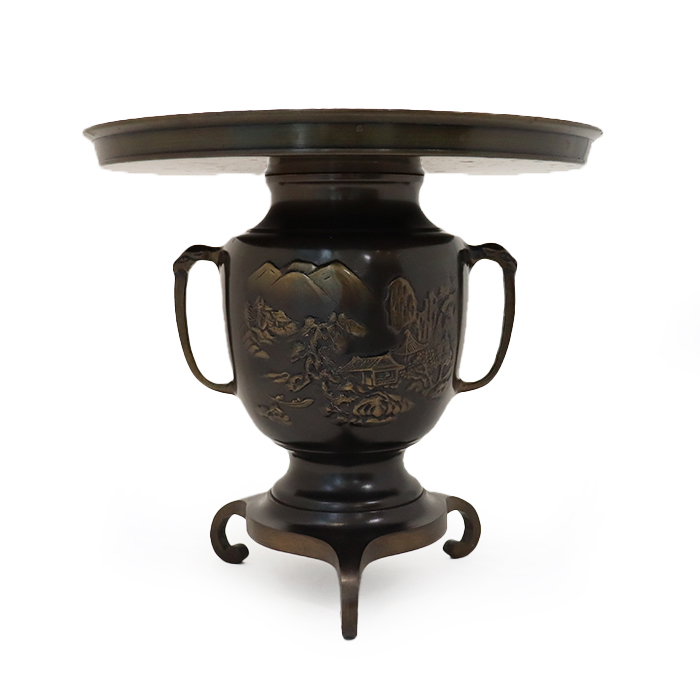 AG63 中光作 薄端 唐子 花入 花器 唐銅製 華道具