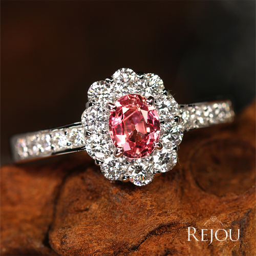 パパラチアサファイア 0.5ct ダイヤモンド 0.6ct プラチナ リング(指輪