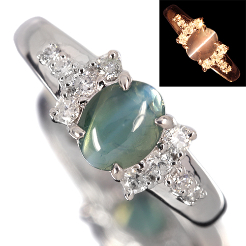 アレキサンドライトキャッツアイ 1.1ct ダイヤモンド ct プラチナ