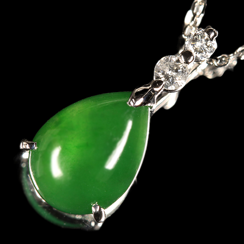 翡翠(ヒスイ) 2.1ct ダイヤモンド プラチナ ネックレス【品質保証書